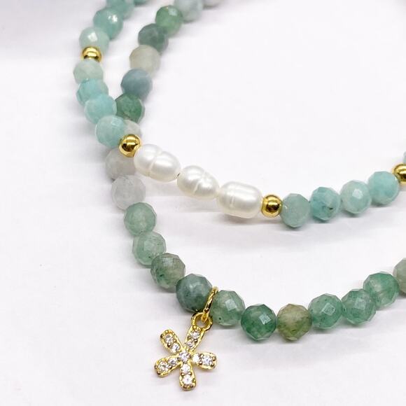 NEW Jade Stone & Amazonite Stone Layering Bracelet Set - Picture 11 of 12